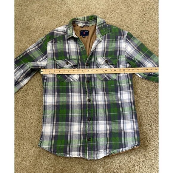 Saddlebred Flannel‎ Shirt Jacket Quilted Lined Green Plaid Mens Medium - Picture 4 of 9
